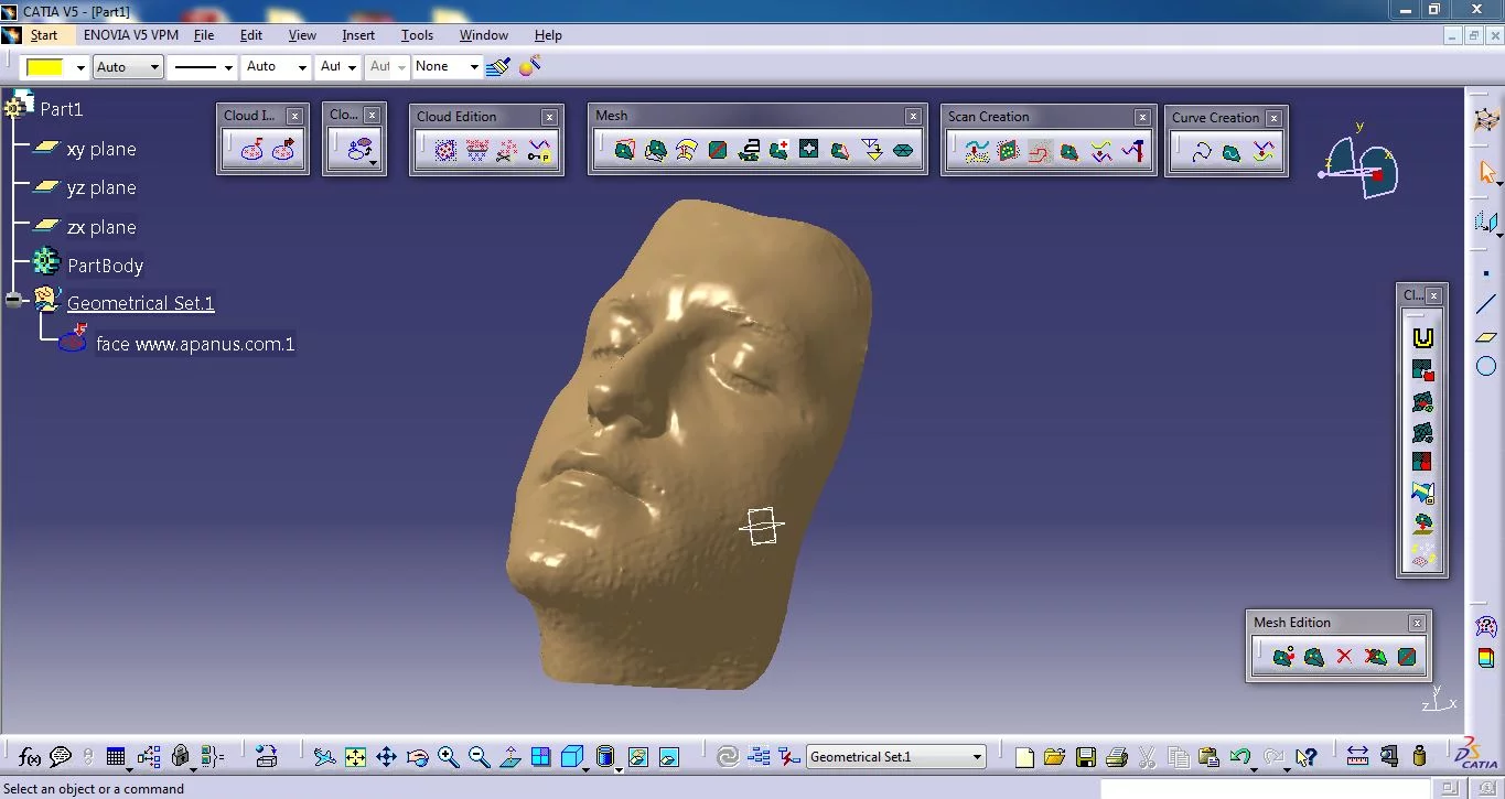 فایل اسکن شده سه بعدی صورت انسان توسط دستگاه اسکنر سه بعدی