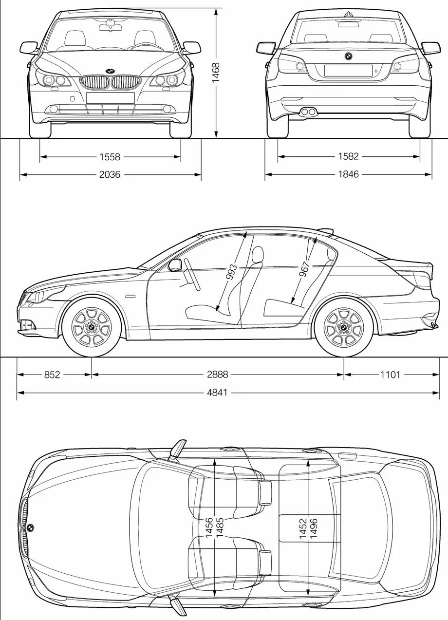 بلوپرینت blueprint خودروی BMW Series 5