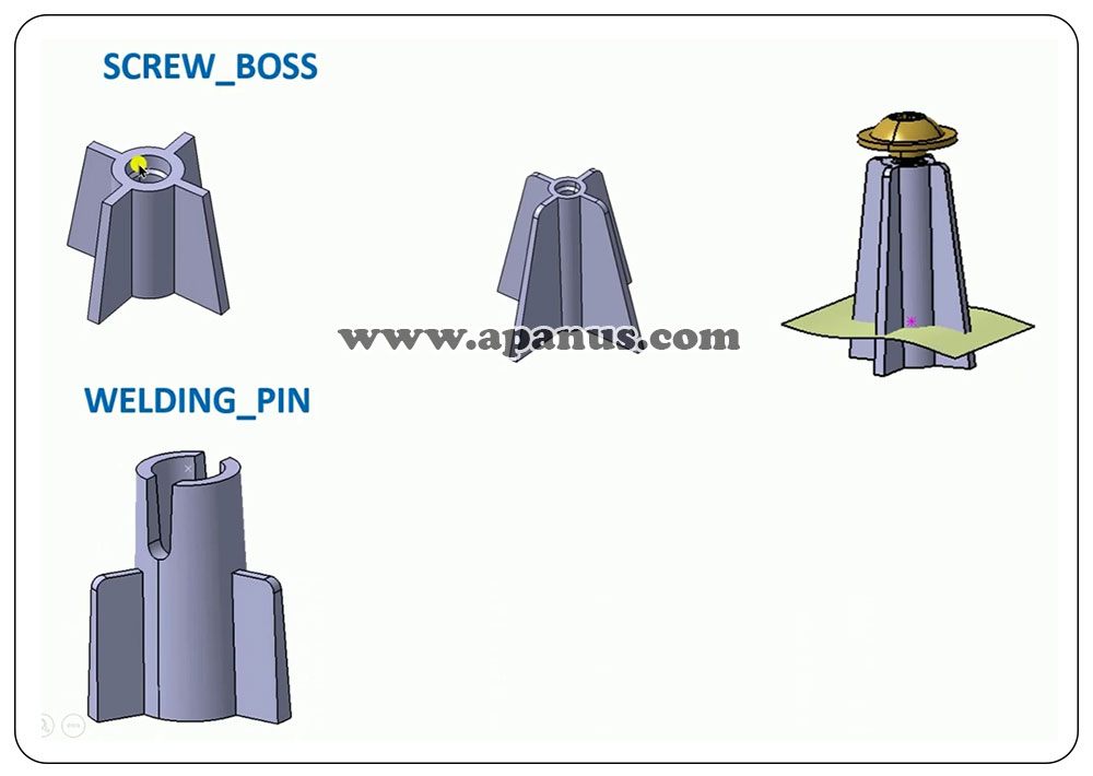 المان های Screw Boss و Welding pin